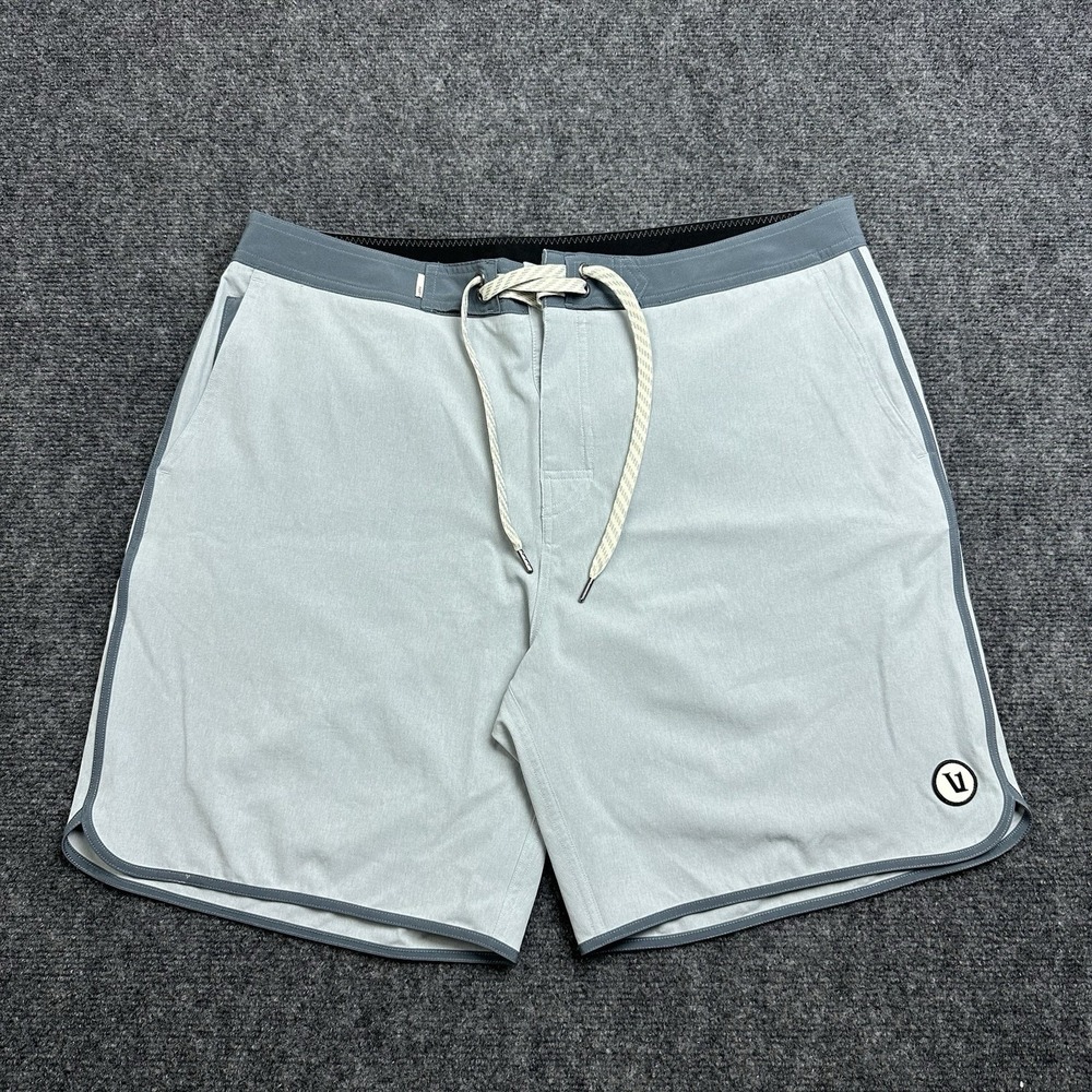 Vuori Cruise Board Shorts Men's 34 7" Stretch Zip Pocket Swim Beach Light Blue